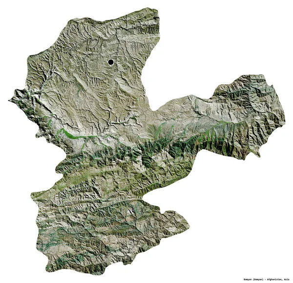 アフガニスタンの州 バーミヤンの形で その首都は白い背景に孤立しています 衛星画像 3Dレンダリング — ストック写真