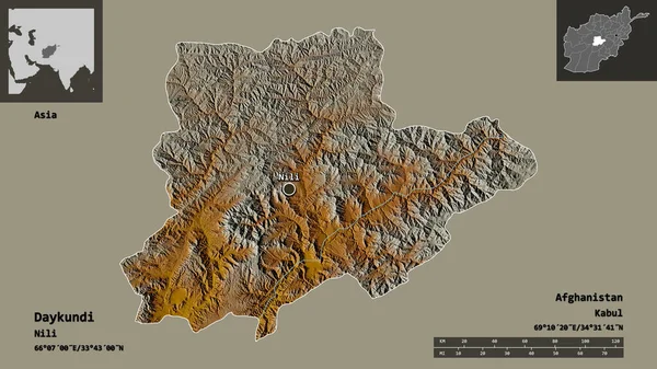 Forma Daykundi Provincia Afganistán Capital Escala Distancia Vistas Previas Etiquetas —  Fotos de Stock