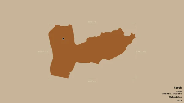 阿富汗省法拉赫地区 在一个地理参照框的坚实背景下被隔离 图形纹理的组成 3D渲染 — 图库照片