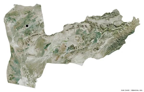 阿富汗省法拉的形状 其首都被白色背景隔离 卫星图像 3D渲染 — 图库照片