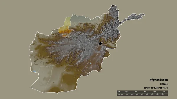Bentuk Afganistan Yang Hancur Dengan Ibukotanya Divisi Regional Utama Dan — Stok Foto