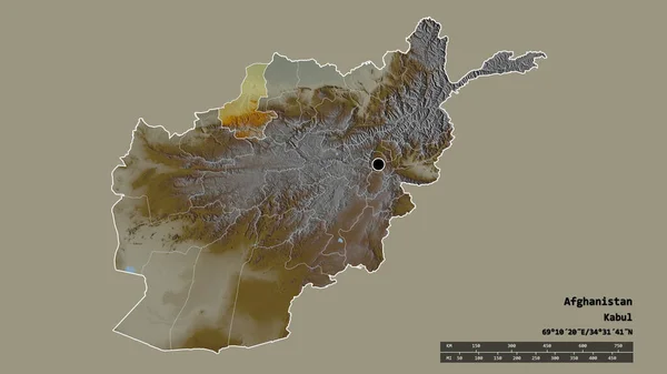 Forma Desolata Dell Afghanistan Con Sua Capitale Principale Divisione Regionale — Foto Stock