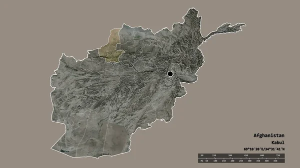 Forme Désaturée Afghanistan Avec Capitale Principale Division Régionale Région Séparée — Photo