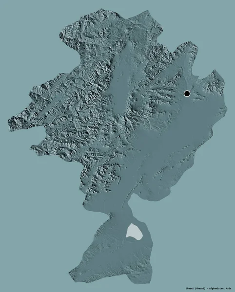 Forma Ghazni Provincia Afganistán Con Capital Aislada Sobre Fondo Color —  Fotos de Stock