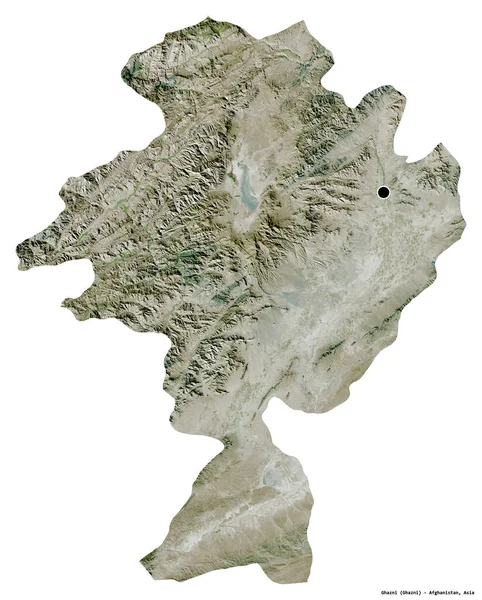 Σχήμα Γκαζνί Επαρχία Του Αφγανιστάν Πρωτεύουσα Απομονωμένη Λευκό Φόντο Δορυφορικές — Φωτογραφία Αρχείου