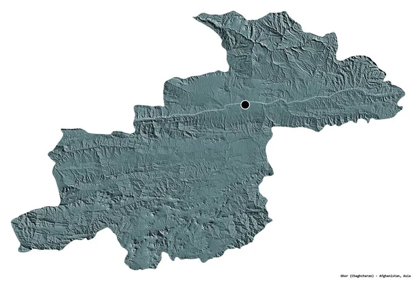 Forma Ghor Provincia Afganistán Con Capital Aislada Sobre Fondo Blanco — Foto de Stock