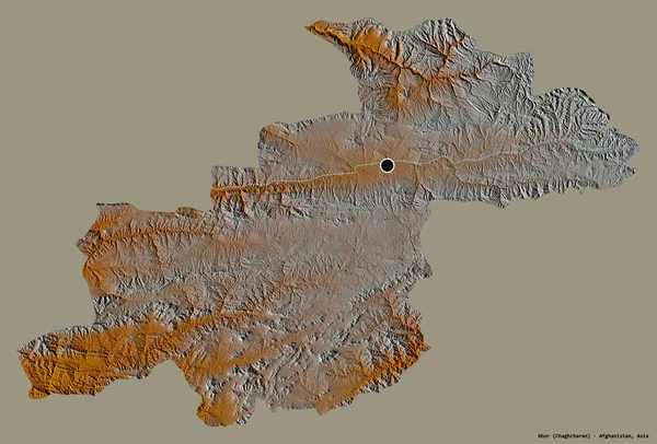 Forma Ghor Provincia Afganistán Con Capital Aislada Sobre Fondo Color — Foto de Stock