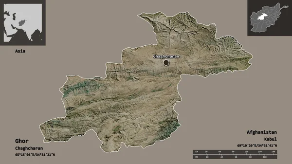 Forma Ghor Provincia Afganistán Capital Escala Distancia Vistas Previas Etiquetas — Foto de Stock