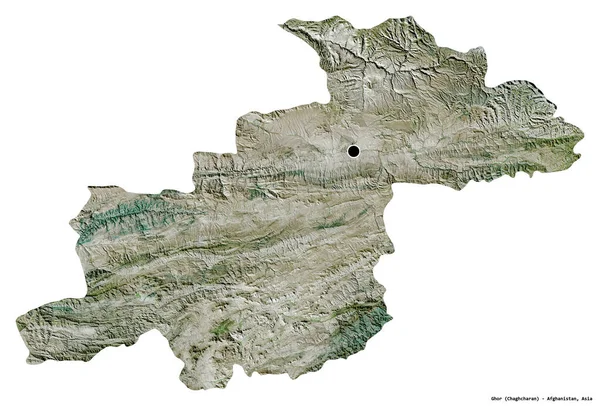 Shape Ghor Province Afghanistan Its Capital Isolated White Background Satellite — Stock Photo, Image