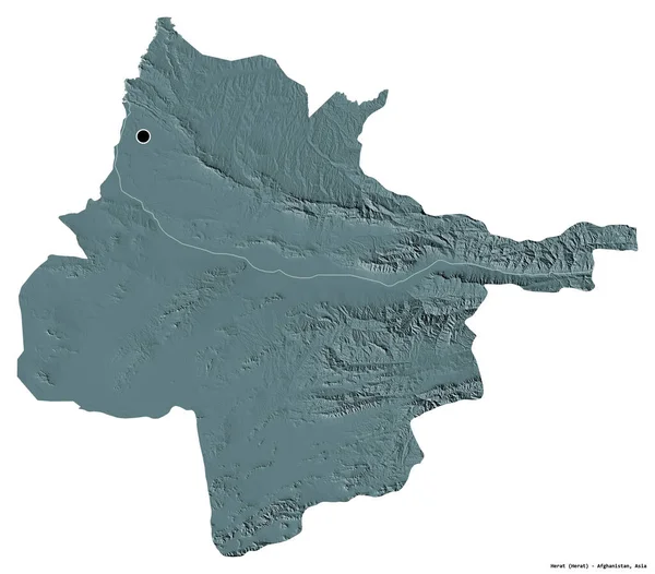 Форма Герата Провинция Афганистан Столицей Белом Фоне Цветная Карта Высоты — стоковое фото