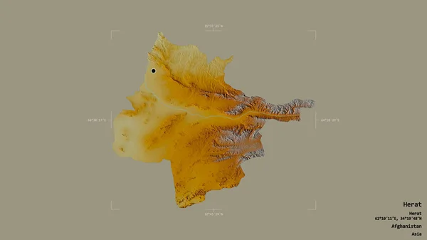 Obszar Herat Prowincja Afganistan Odizolowany Solidnym Tle Georeferencyjnej Skrzynce Granicznej — Zdjęcie stockowe