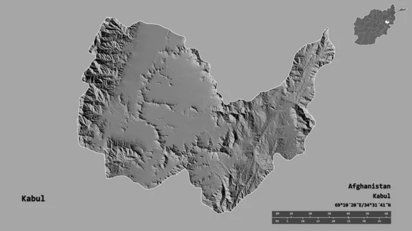 Forma Kabul Provincia Afganistán Con Capital Aislada Sobre Fondo Sólido —  Fotos de Stock