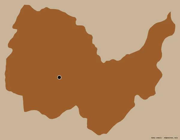 Forma Kabul Provincia Afganistán Con Capital Aislada Sobre Fondo Color —  Fotos de Stock