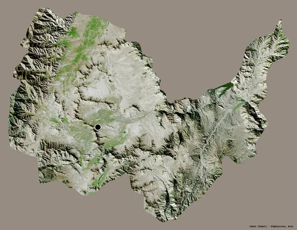 喀布尔的形状 阿富汗的一个省份 其首都孤立在一个坚实的色彩背景 卫星图像 3D渲染 — 图库照片