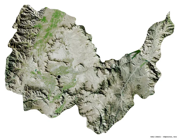 Shape Kabul Province Afghanistan Its Capital Isolated White Background Satellite — Stock Photo, Image