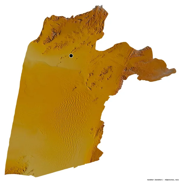 Kształt Kandaharu Prowincja Afganistanu Stolicą Odizolowaną Białym Tle Mapa Pomocy — Zdjęcie stockowe