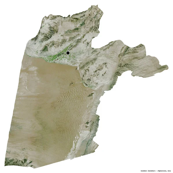 Форма Кандагара Провинции Афганистан Столицей Изолированной Белом Фоне Спутниковые Снимки — стоковое фото