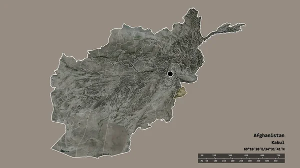 主要な地域部門と分離されたKhost地域でアフガニスタンの荒廃した形 ラベル 衛星画像 3Dレンダリング — ストック写真