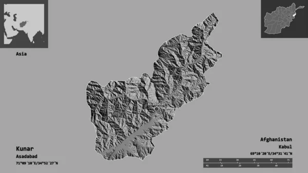 Forma Kunar Provincia Afganistán Capital Escala Distancia Vistas Previas Etiquetas —  Fotos de Stock