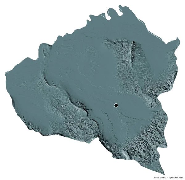 Forma Kunduz Provincia Afganistán Con Capital Aislada Sobre Fondo Blanco — Foto de Stock