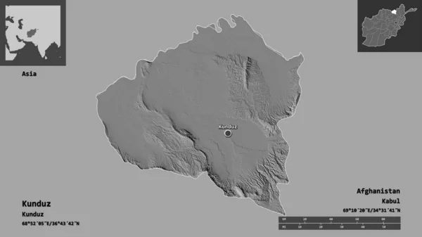 Forma Kunduz Provincia Afganistán Capital Escala Distancia Vistas Previas Etiquetas — Foto de Stock