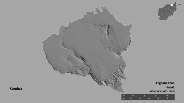 Forma Kunduz Provincia Afganistán Con Capital Aislada Sobre Fondo Sólido — Foto de Stock