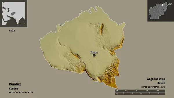 Forma Kunduz Provincia Afganistán Capital Escala Distancia Vistas Previas Etiquetas —  Fotos de Stock