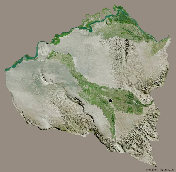 阿富汗昆都士的形状 其首都用纯色背景隔开 卫星图像 3D渲染 — 图库照片