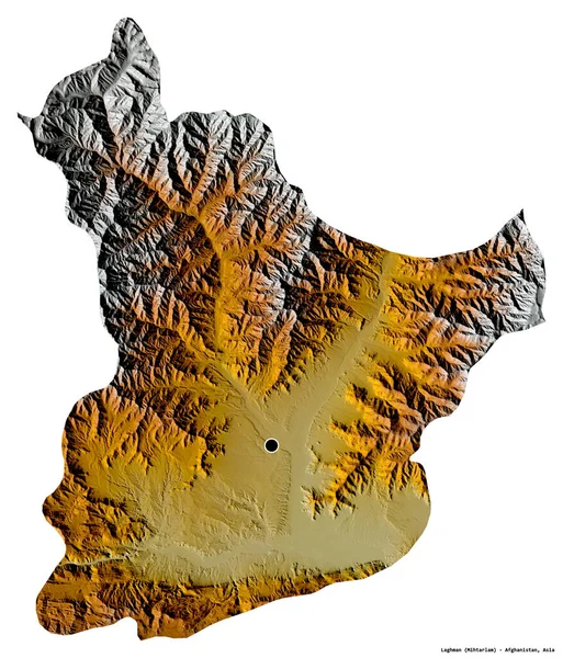 Форма Лагмана Провінції Афганістан Столицею Ізольованою Білому Тлі Карта Рельєфу — стокове фото