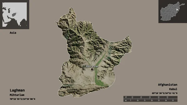 Shape Laghman Provinz Von Afghanistan Und Seine Hauptstadt Entfernungsskala Vorschau — Stockfoto