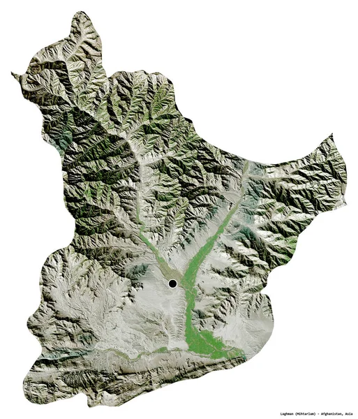 Tvar Laghmana Provincie Afghánistán Hlavním Městem Izolovaným Bílém Pozadí Satelitní — Stock fotografie