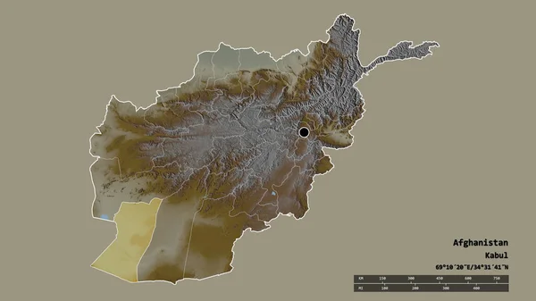 Die Ungesättigte Form Afghanistans Mit Seiner Hauptstadt Der Wichtigsten Regionalen — Stockfoto