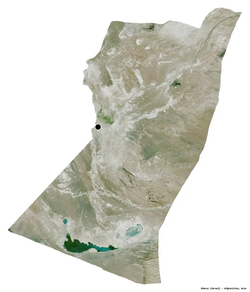 Форма Нимруза Провинции Афганистан Столицей Изолированной Белом Фоне Спутниковые Снимки — стоковое фото