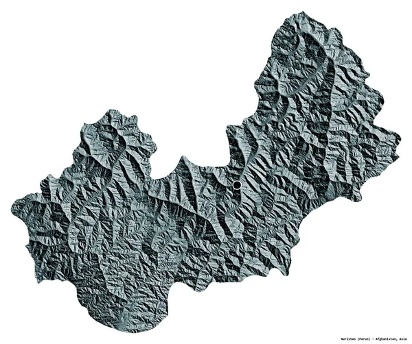 阿富汗努里斯坦的形状 其首都被白色背景隔离 彩色高程图 3D渲染 — 图库照片