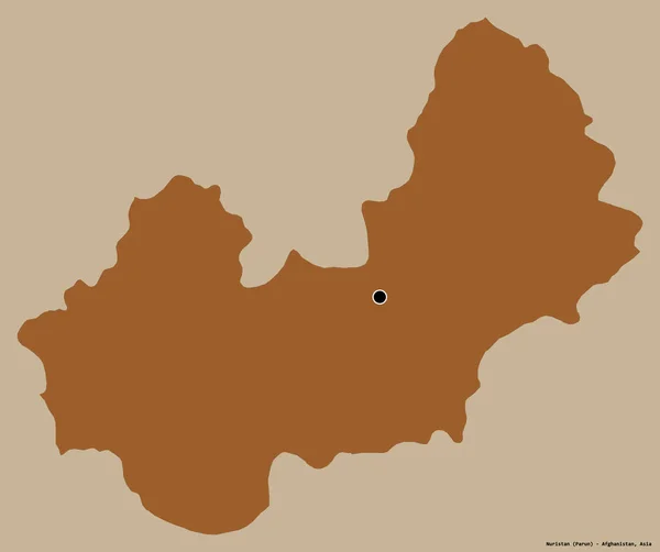 阿富汗的努里斯坦形状 其首都被隔离在纯色的背景下 图形纹理的组成 3D渲染 — 图库照片