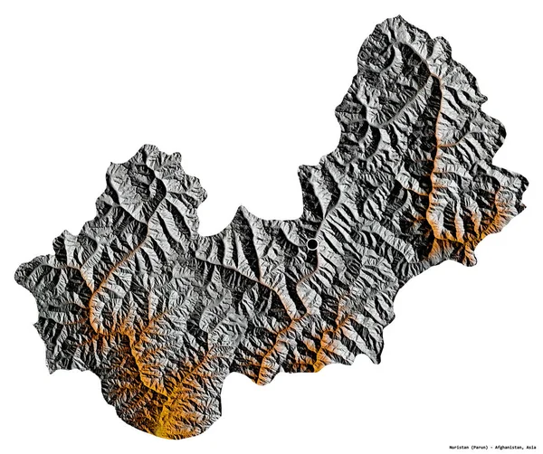 Shape Nuristan Province Afghanistan Its Capital Isolated White Background Topographic — Stock Photo, Image