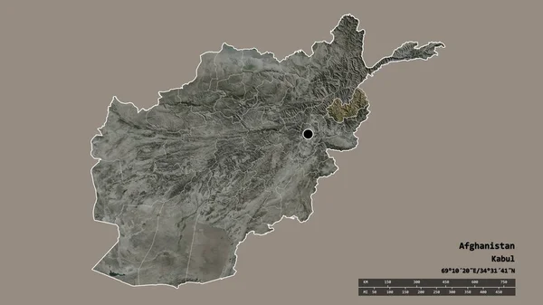 アフガニスタンの首都 主な地域部門と分離されたヌリスタン地域での荒廃した形 ラベル 衛星画像 3Dレンダリング — ストック写真