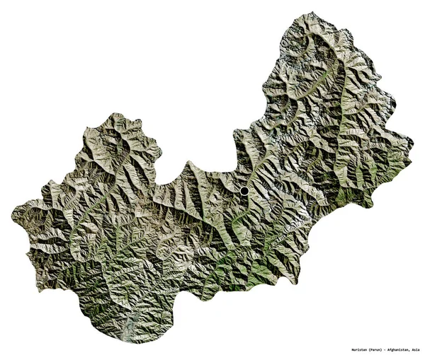 アフガニスタンの州であるヌリスタンの形で その首都は白い背景に孤立しています 衛星画像 3Dレンダリング — ストック写真