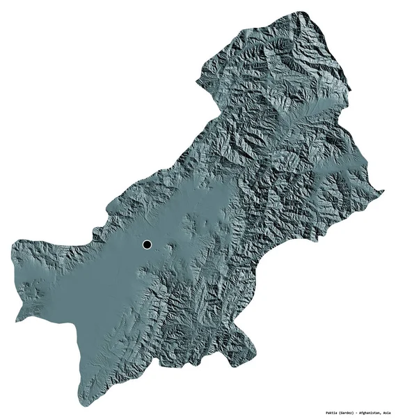 アフガニスタンの州パキスタンの形で その首都は白い背景に孤立しています 色の標高マップ 3Dレンダリング — ストック写真