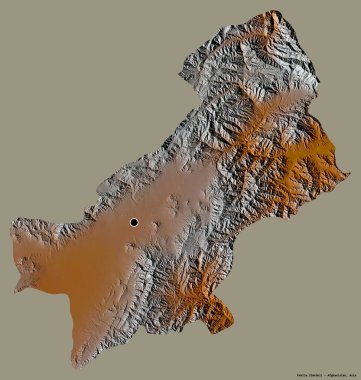 Pakistan 'ın şekli, Afganistan eyaleti, başkenti katı bir renk arkaplanı ile izole edilmiş. Topografik yardım haritası. 3B görüntüleme