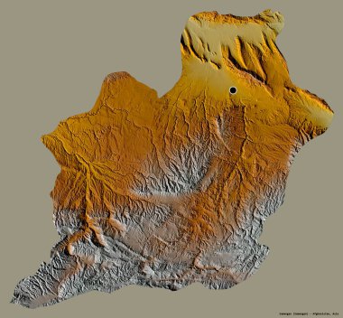 Samangan 'ın şekli, Afganistan eyaleti, başkenti katı bir renk arkaplanı ile izole edilmiş. Topografik yardım haritası. 3B görüntüleme
