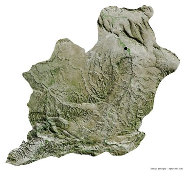 Samangan 'ın şekli, Afganistan eyaleti, başkenti beyaz arka planda izole edilmiş. Uydu görüntüleri. 3B görüntüleme