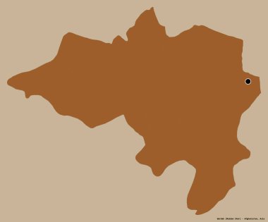 Afganistan 'ın Wardak eyaleti, başkenti katı renk arkaplanı ile izole edilmiştir. Desenli dokuların bileşimi. 3B görüntüleme