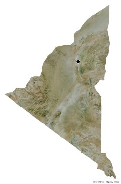 Cezayir 'in başkenti beyaz arka planda izole edilmiş, Adrar' ın şekli. Uydu görüntüleri. 3B görüntüleme