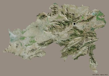 Cezayir 'in Batna eyaleti, başkenti katı renk arkaplanı ile izole edilmiştir. Uydu görüntüleri. 3B görüntüleme