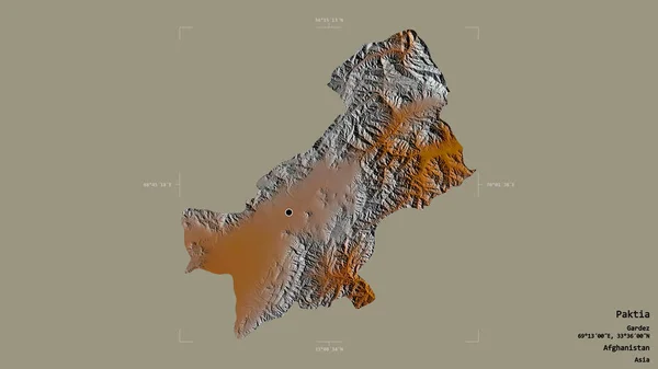 阿富汗省帕克蒂亚地区 在一个地理参照框的坚实背景下被隔离 地形浮雕图 3D渲染 — 图库照片