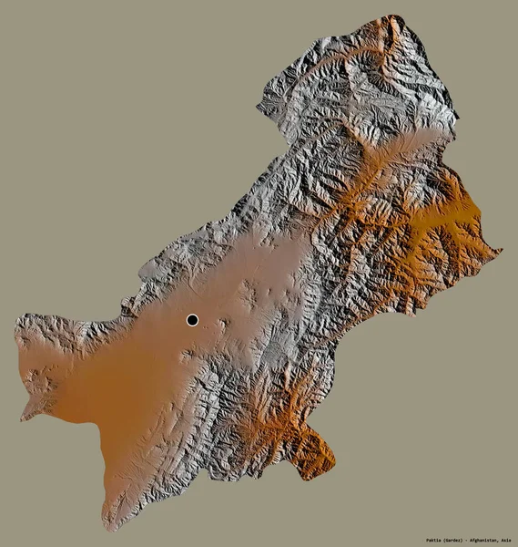 Forma Paktia Provincia Afganistán Con Capital Aislada Sobre Fondo Color — Foto de Stock