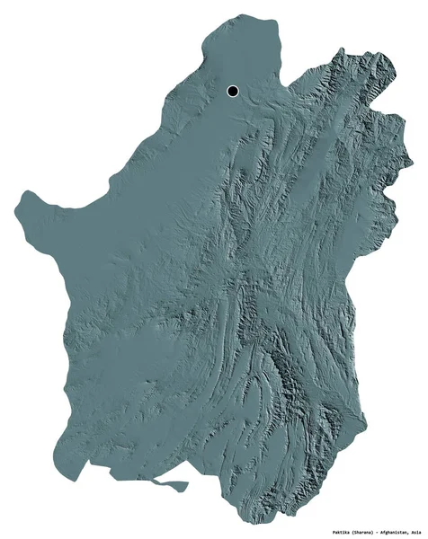 Kształt Paktiki Prowincji Afganistanu Stolicą Odizolowaną Białym Tle Kolorowa Mapa — Zdjęcie stockowe