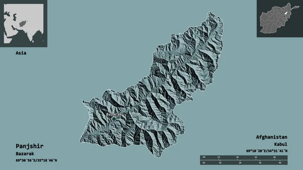 Form Von Panjshir Provinz Von Afghanistan Und Seiner Hauptstadt Entfernungsskala — Stockfoto