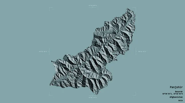 Area Panjshir Province Afghanistan Isolated Solid Background Georeferenced Bounding Box — Stock Photo, Image